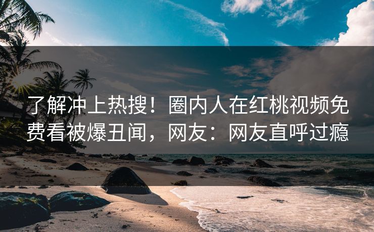 了解冲上热搜！圈内人在红桃视频免费看被爆丑闻，网友：网友直呼过瘾