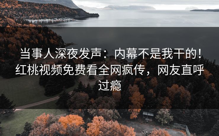 当事人深夜发声：内幕不是我干的！红桃视频免费看全网疯传，网友直呼过瘾