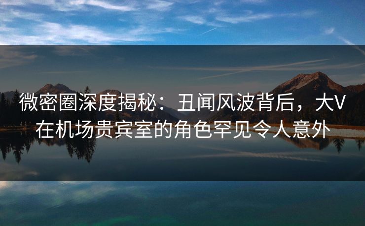 微密圈深度揭秘:丑闻风波背后,大V在机场贵宾室的角色罕见令人意外 微密圈深度揭秘:丑闻风波背后,大V在机场贵宾室的角色罕见令人意外