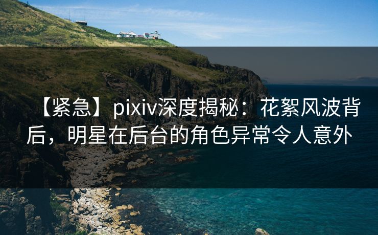 【紧急】pixiv深度揭秘：花絮风波背后，明星在后台的角色异常令人意外