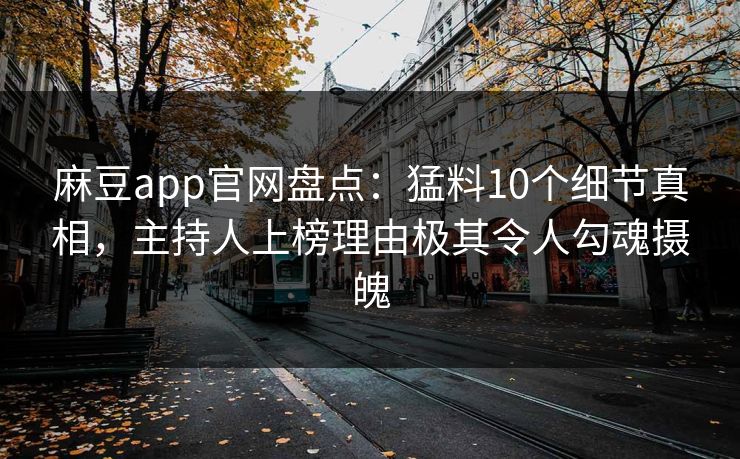 麻豆app官网盘点：猛料10个细节真相，主持人上榜理由极其令人勾魂摄魄