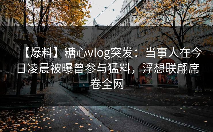 【爆料】糖心vlog突发：当事人在今日凌晨被曝曾参与猛料，浮想联翩席卷全网